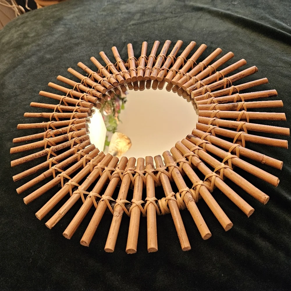 World Market Bamboo round rattan mirror small
